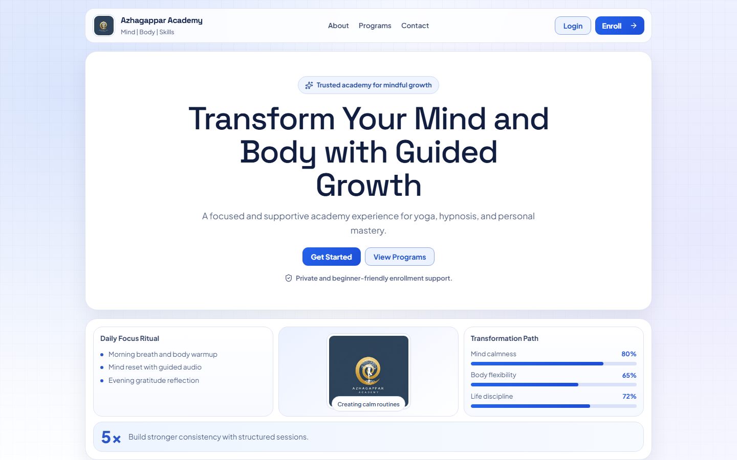 Azhagappar Academy website preview